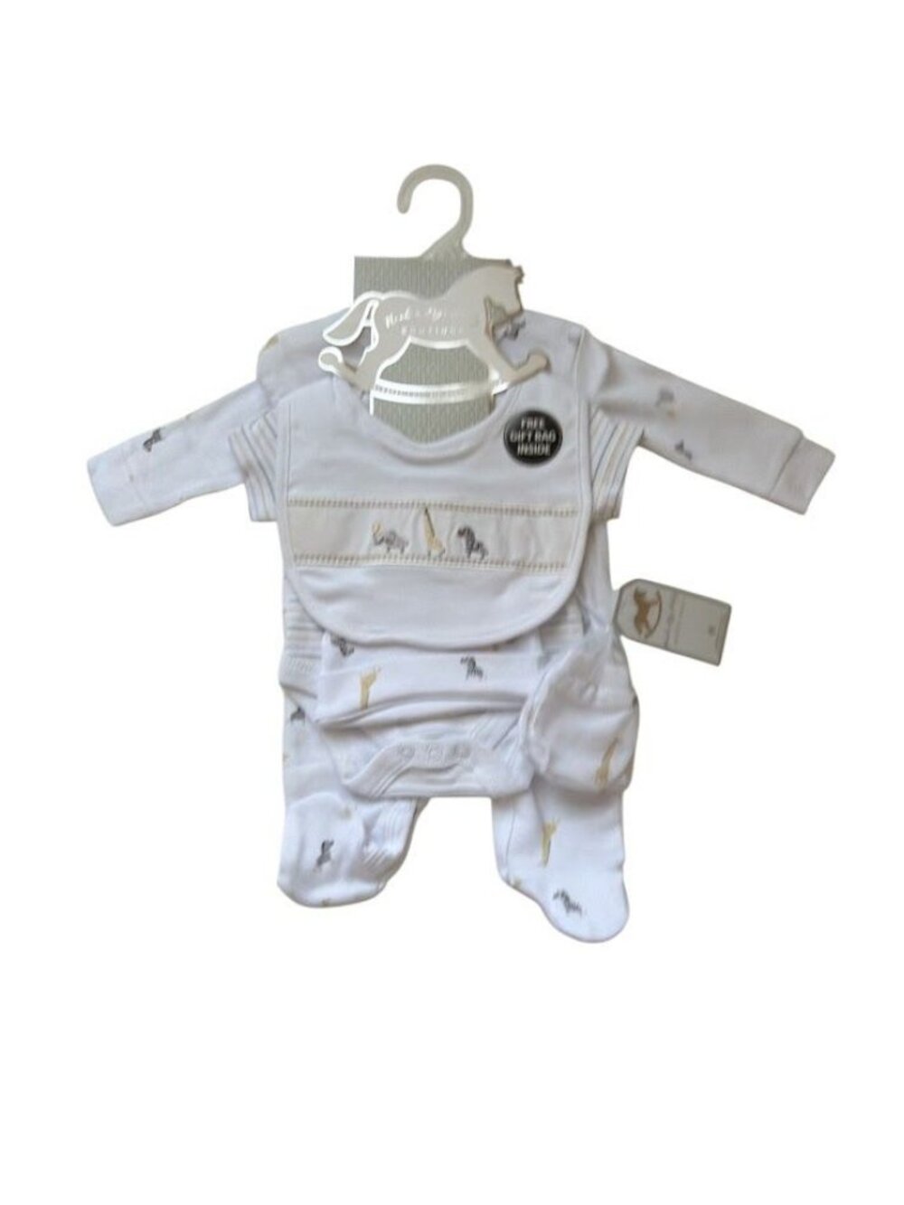 Rock A Bye Baby Boutique Safari Gift Set With Bag 4-Piece Outfit 3/6 M - Picture 2 of 4